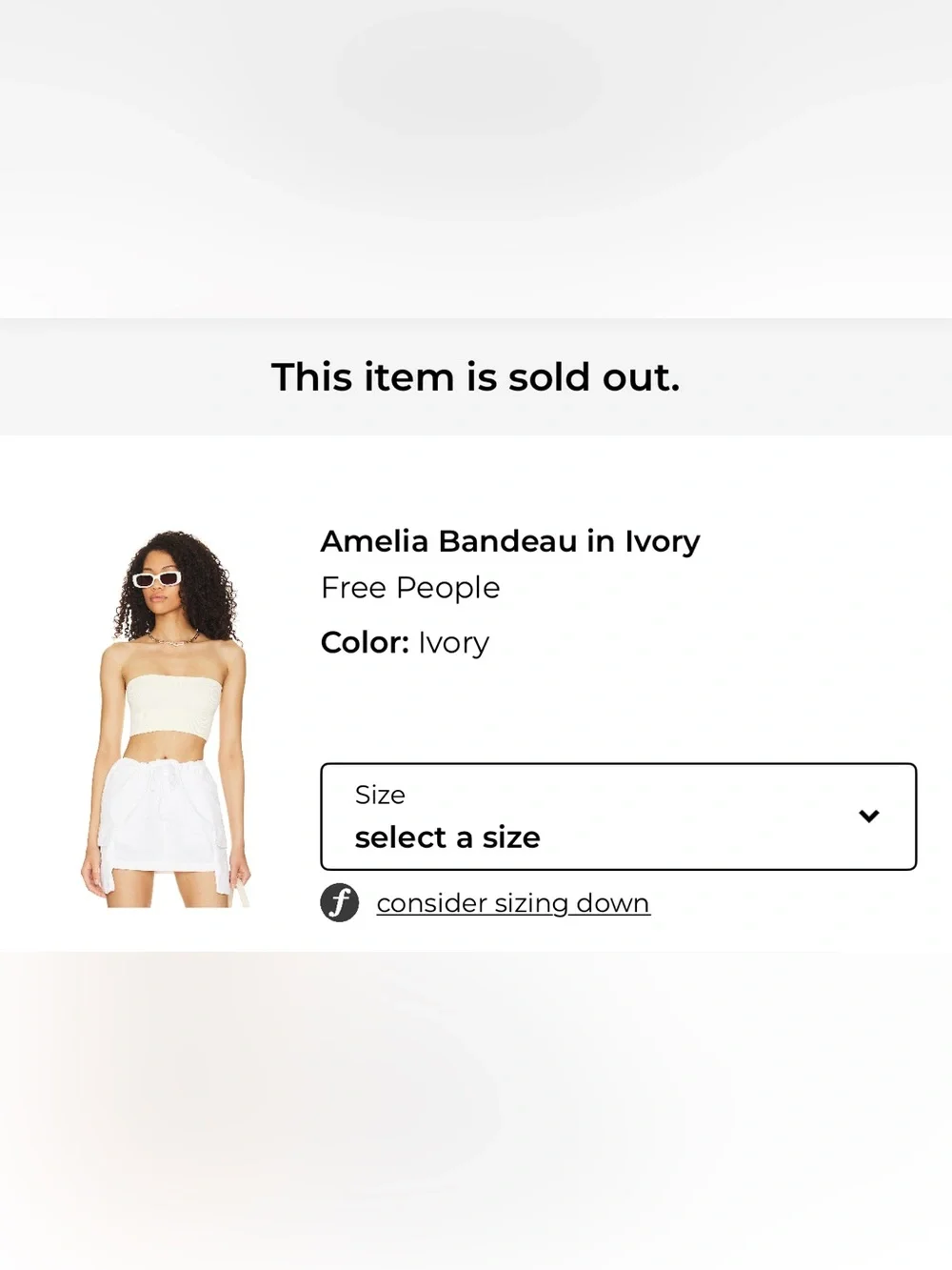 FREE PEOPLE ❤️‍🔥 AMELIA BANDEAU IN IVORY NWT SIZE M/L